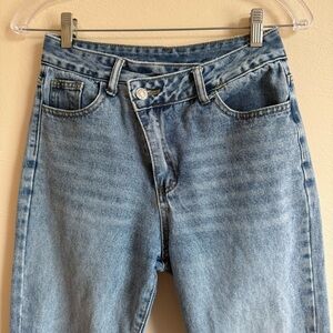 Classic Asymmetrical Blue Denim Jeans